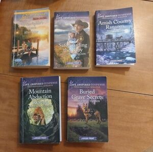 Lot of 5 Larger Print Harlequin Love Inspired Paperback Romance Books.